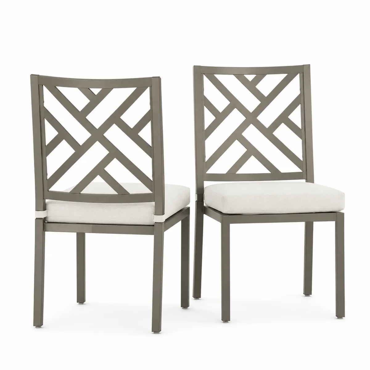Gartenstuhl-Set 2-teilig Aluminium Stahl Taupe Creme