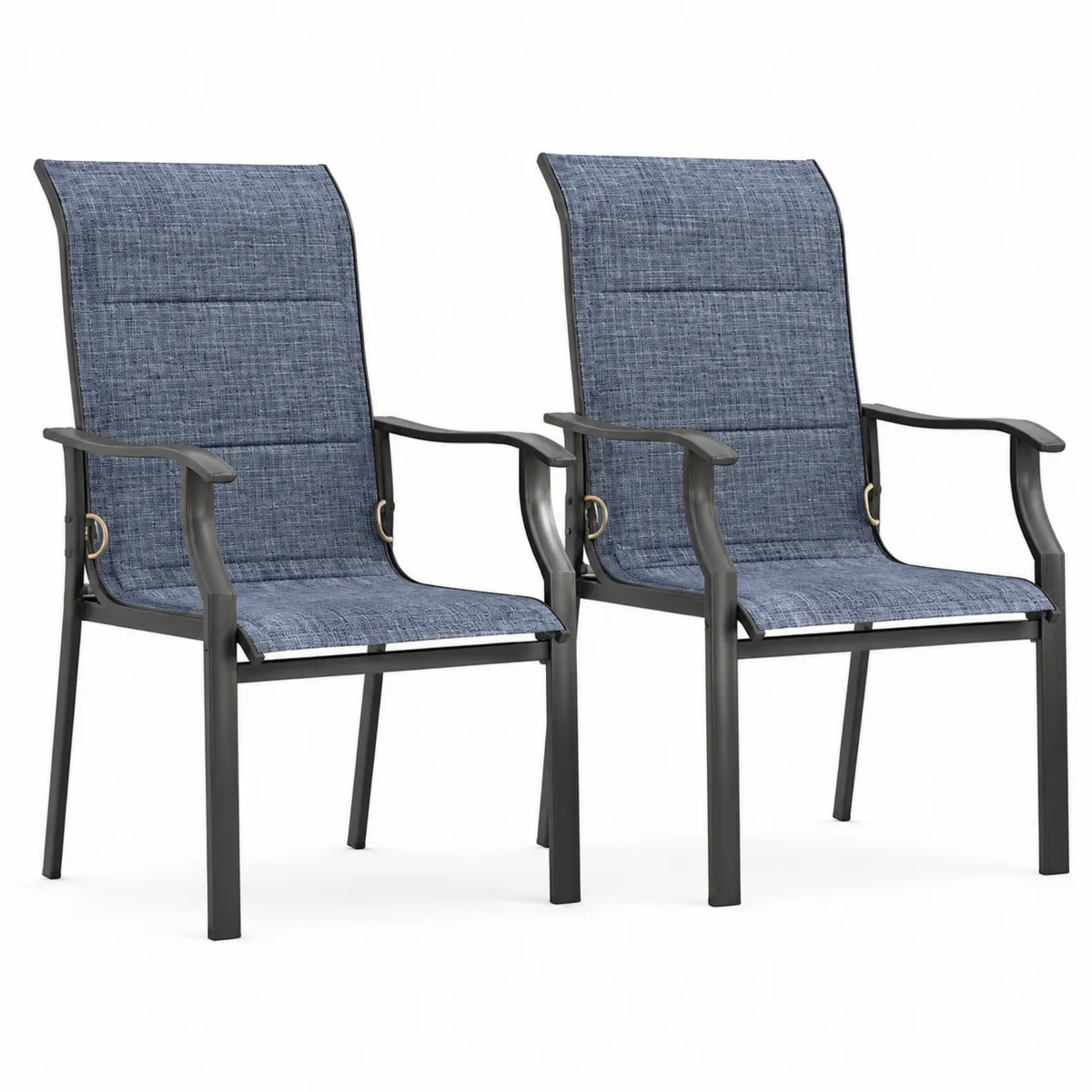 Metall und Textil Gartenstühle Set, Blau, 2er Set