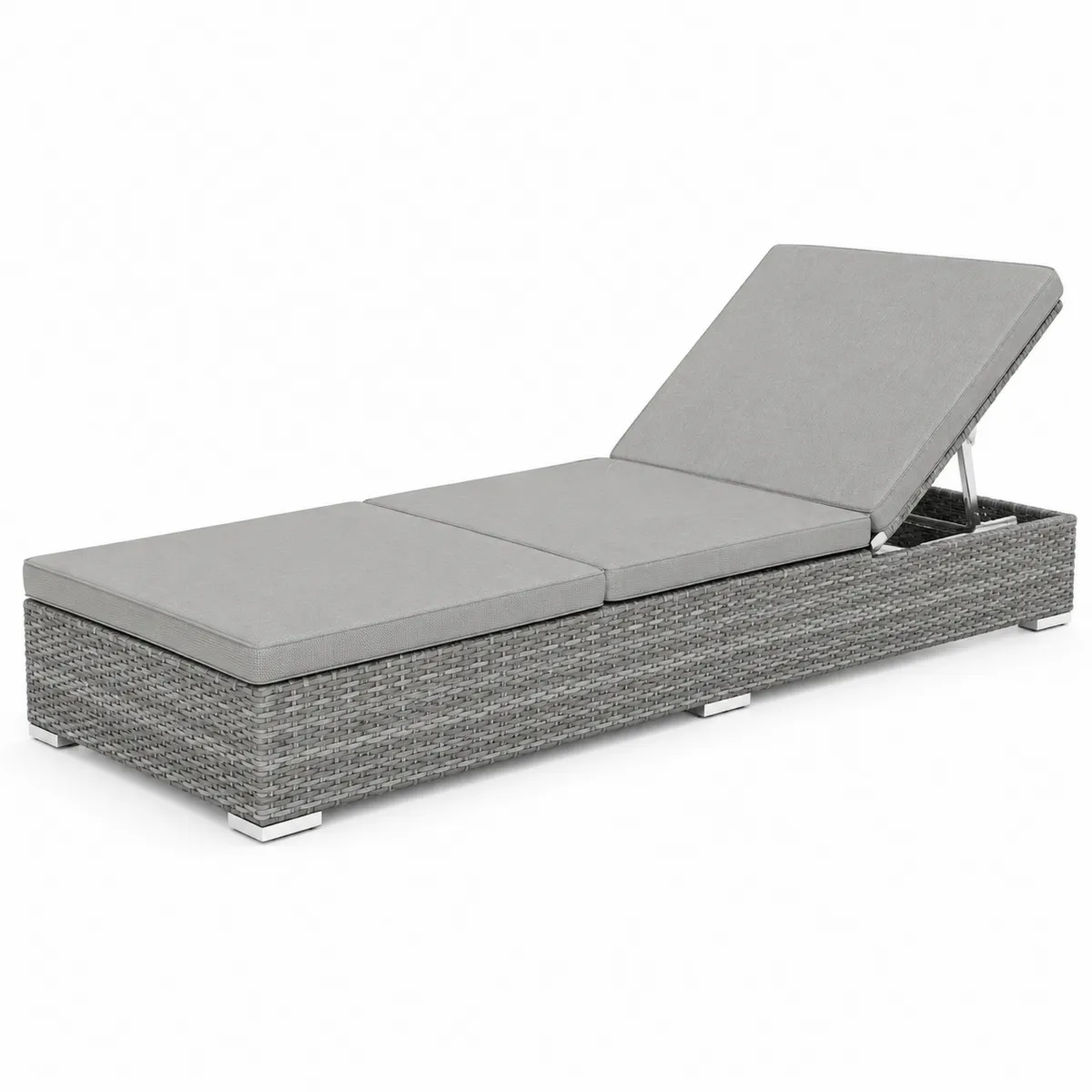Gartenliege Polyrattan Verstellbar Grau 195x60x32 cm