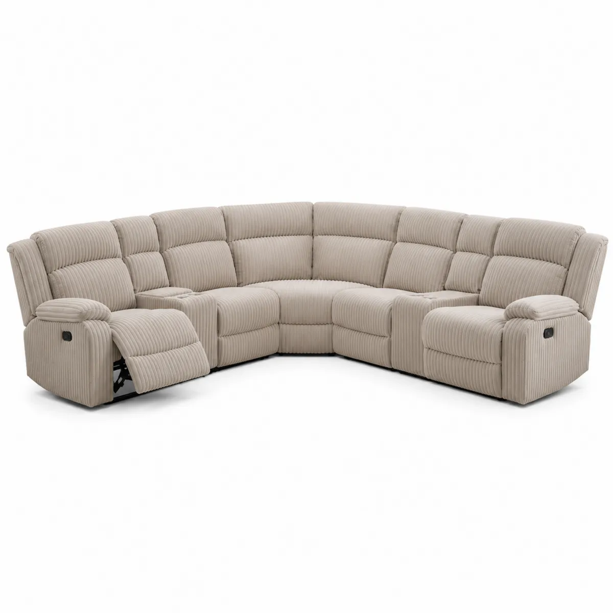 Ecksofa Cord Beige L-Form mit Relaxfunktion