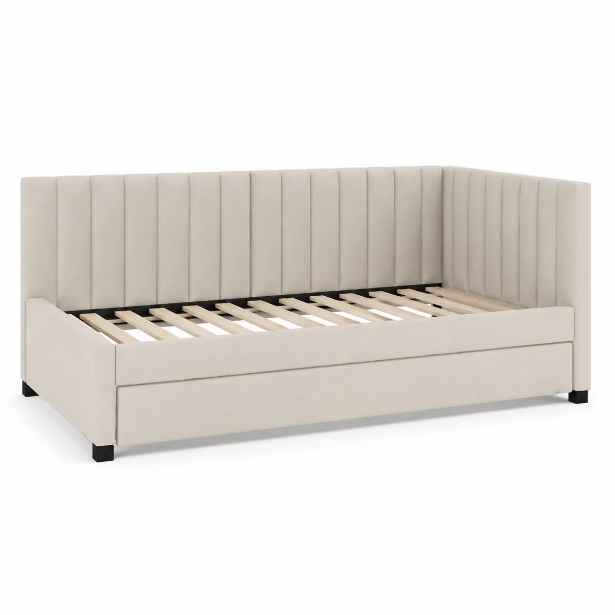 Polster-Tagesbett 90x200 cm mit Stauraum Beige Textil