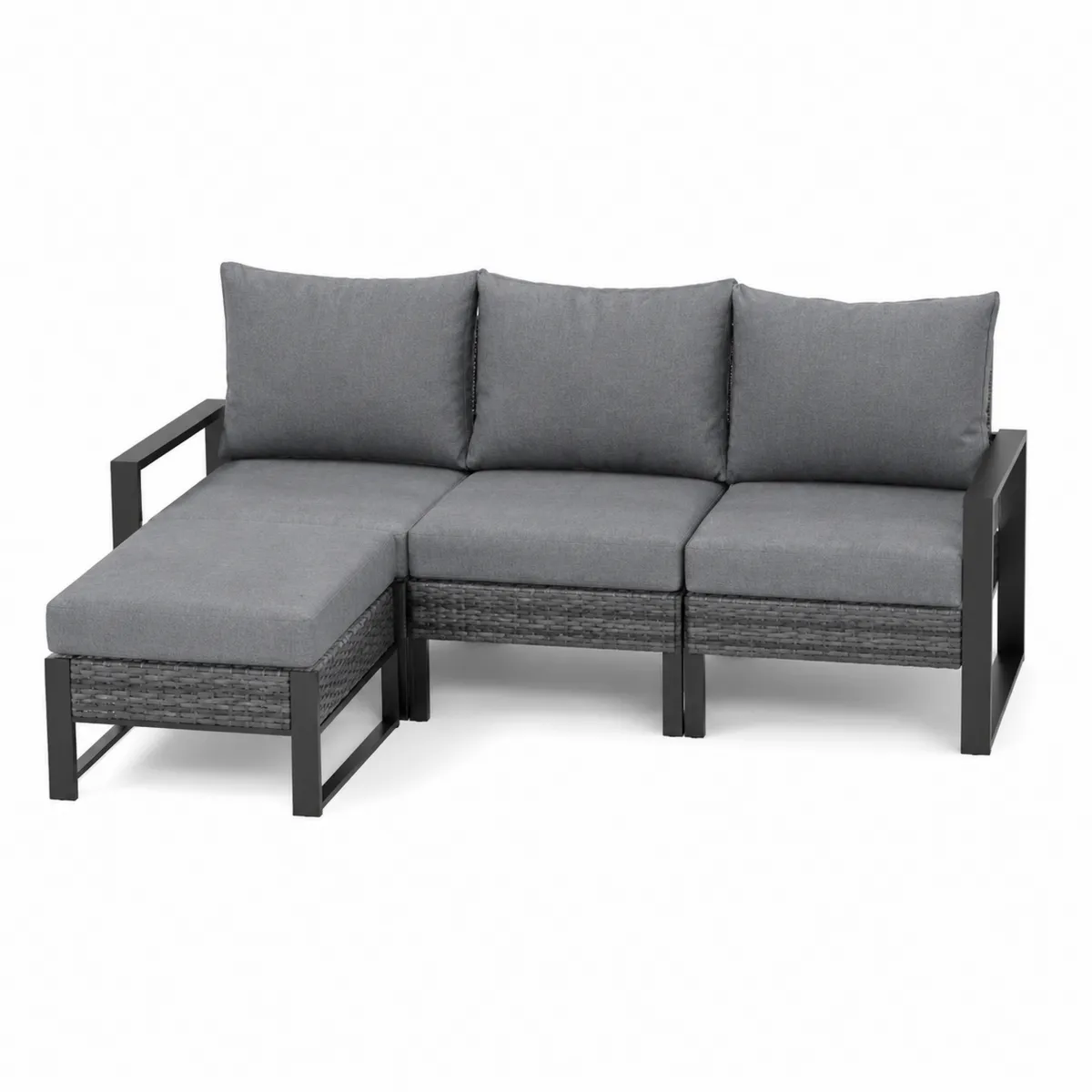 Gartenmöbel Set Ecksofa Aluminium Dunkelgrau