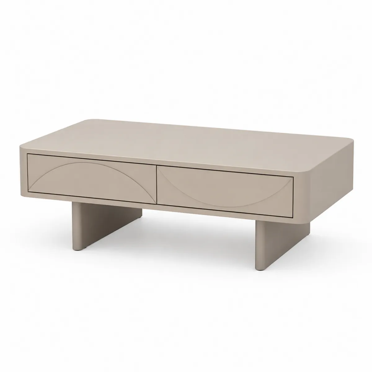 Beiger Couchtisch aus MDF mit Hochglanz, 120x60x35 cm