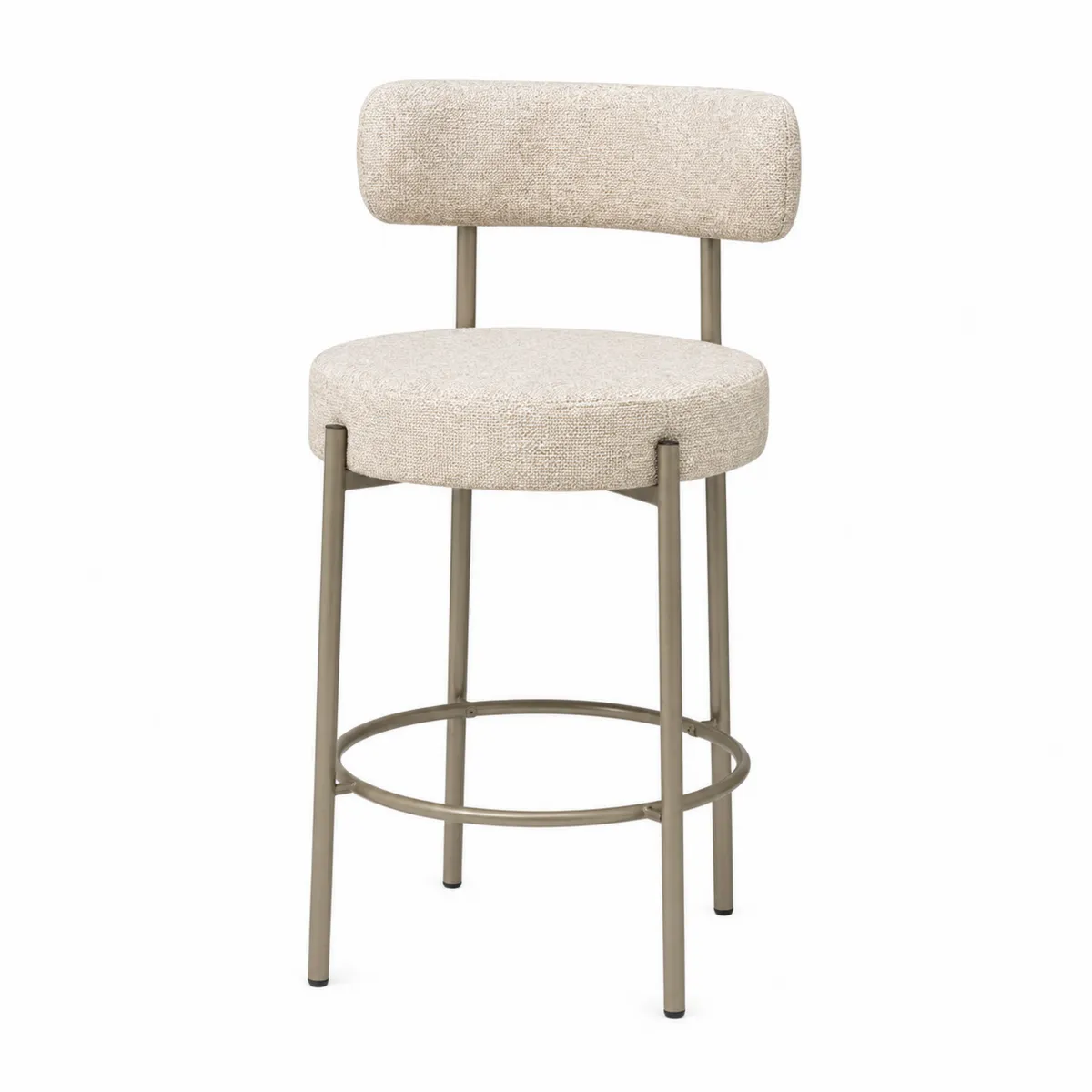 Barhocker mit Rückenlehne Stoff Beige Stahlrahmen ø 35cm