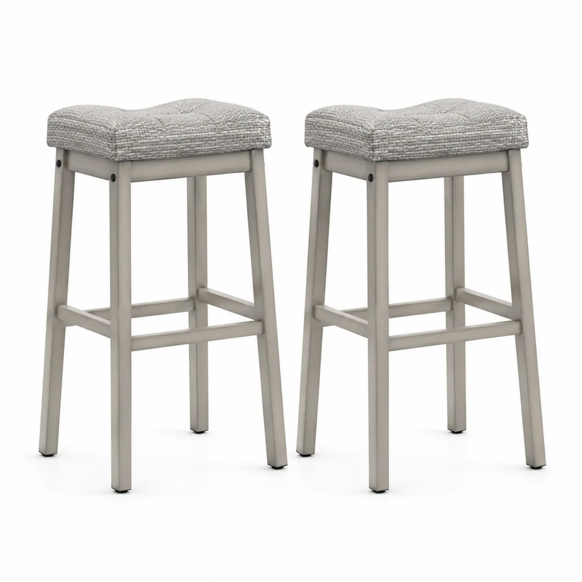 2er-Set Barhocker mit Polstersitz Grau Holz 75 cm