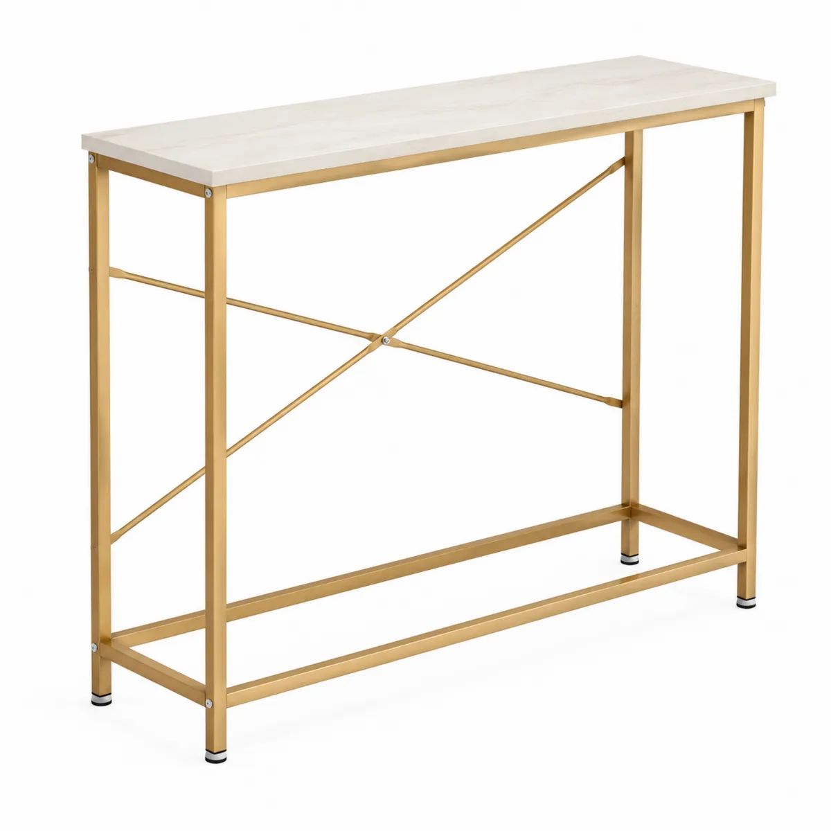 Konsolentisch mit Metallrahmen Gold und MDF Tischplatte 100x30x80 cm