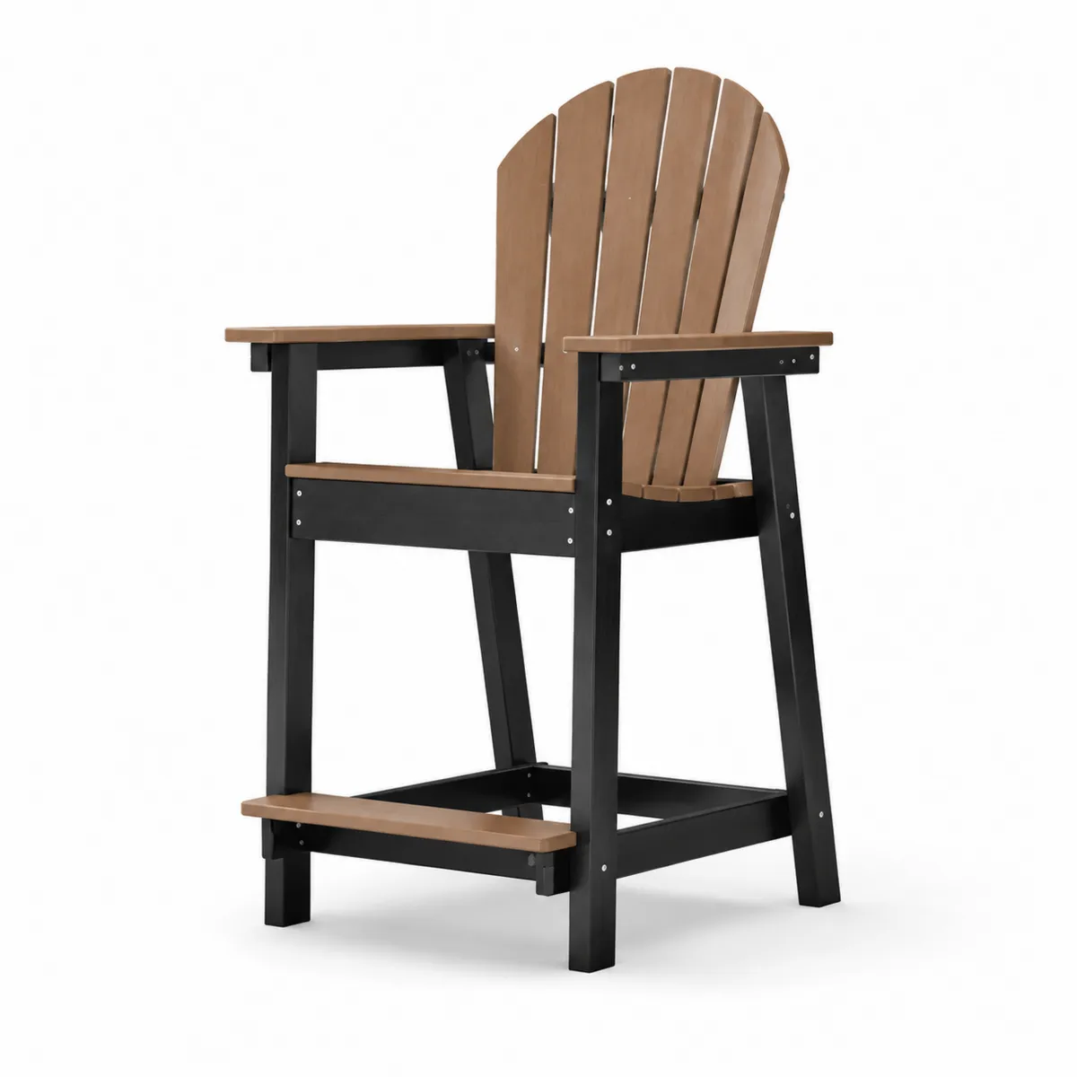 Barhocker aus Kunststoff mit Holzoptik Schwarz/Braun