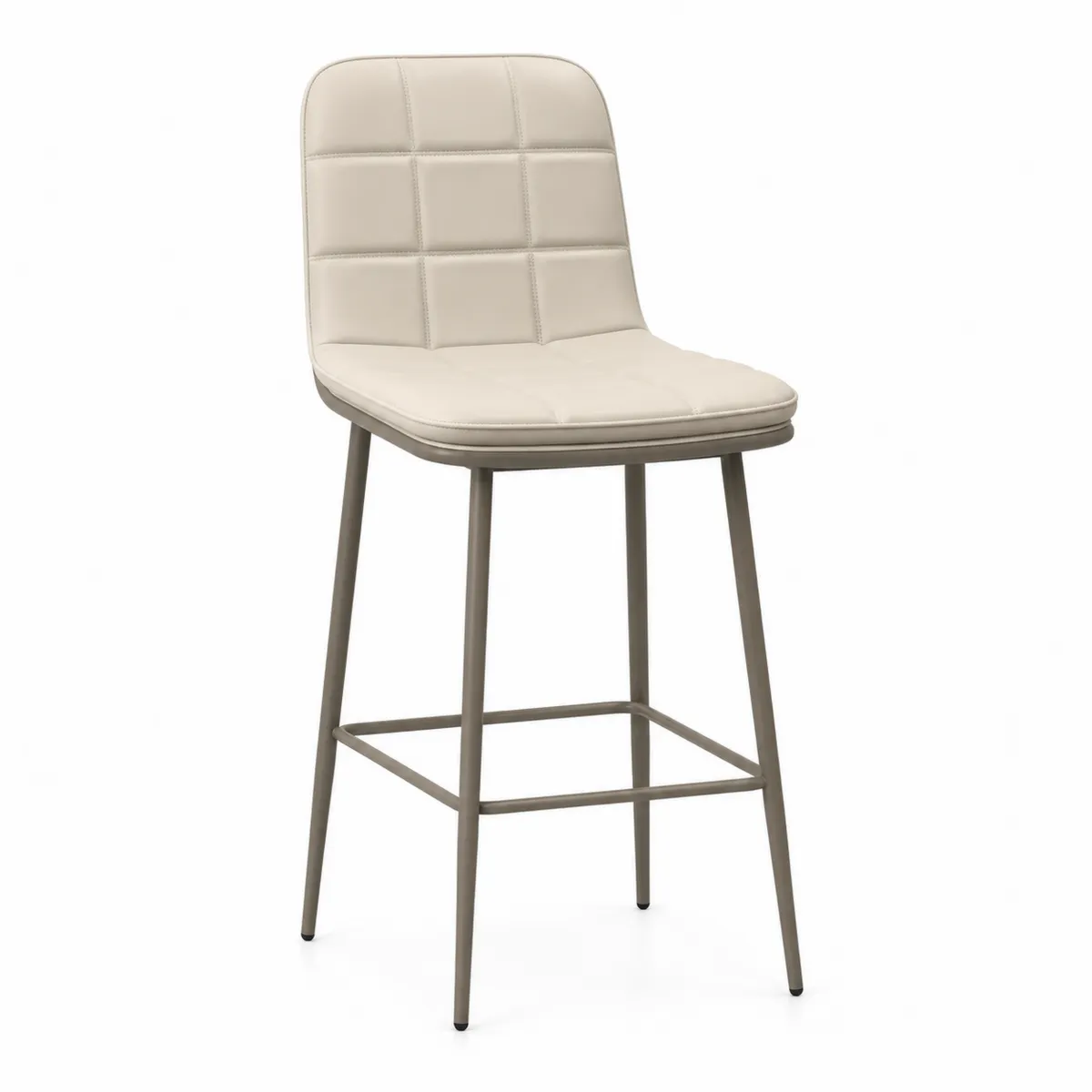 Barhocker mit Lederimitat Sitz und Metallrahmen Beige