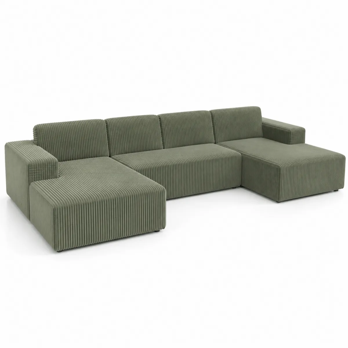 Ecksofa aus Cordstoff, Grün, 300x200cm