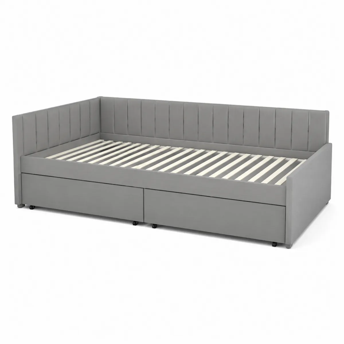 Tagesbett mit Stauraum aus Textilgewebe Grau 90x200 cm