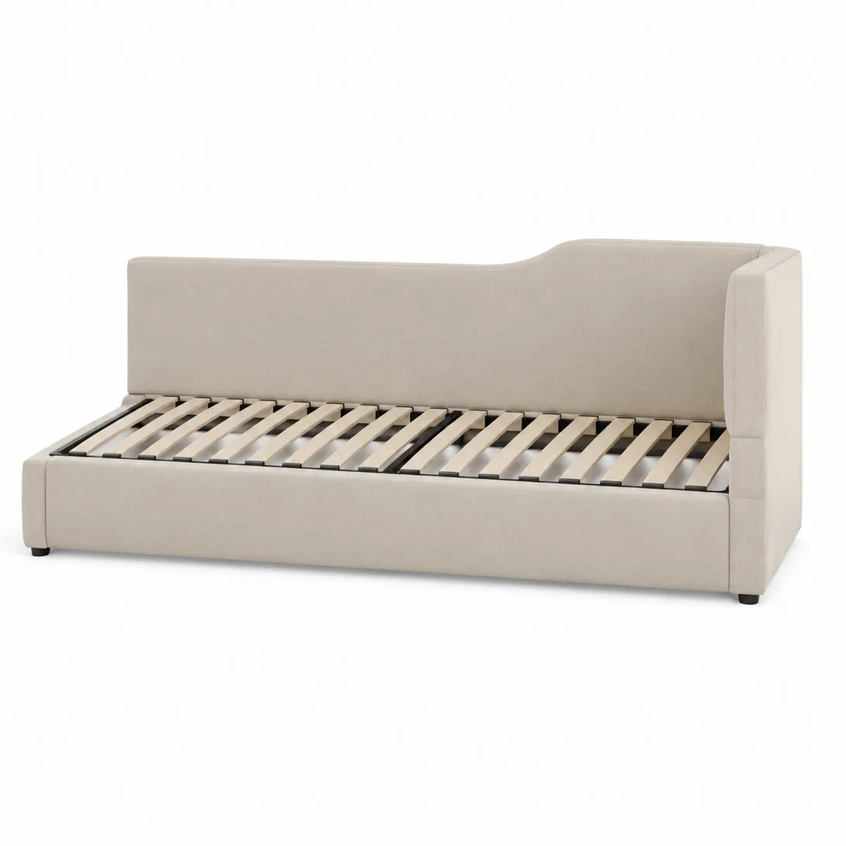 Polsterbett Stoff Holz Beige 200 cm x 90 cm