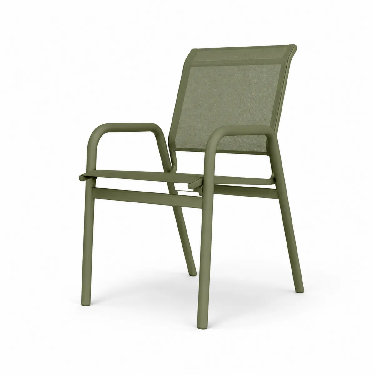 Outdoor-Stuhl aus Aluminium mit Textilene in Olivgrün
