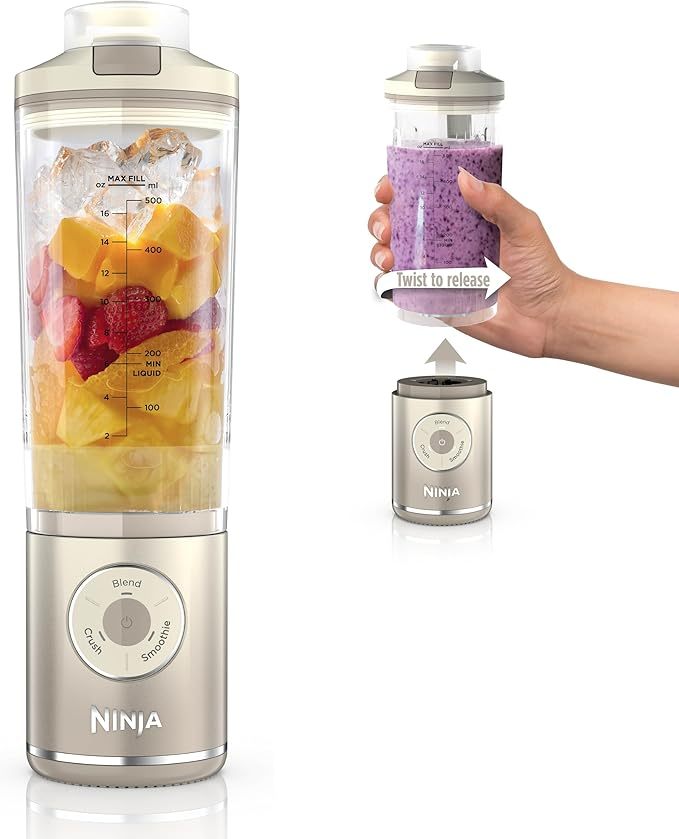 Ninja Blast Max, Portable Blender + Twist & Go, Personal Smoothie, Blend, Ice Crush, 3 Programs, Cordless, 22oz removable Vessel, Dishwasher Safe, Leakproof, Sea Glass, BC251MT
