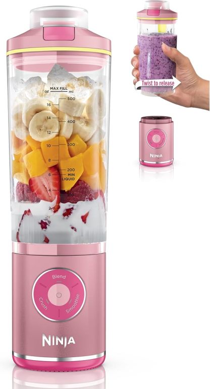 Ninja Blast Max, Portable Blender + Twist & Go, Personal Smoothie, Blend, Ice Crush, 3 Programs, Cordless, 22oz removable Vessel, Dishwasher Safe, Leakproof, Sea Glass, BC251MT