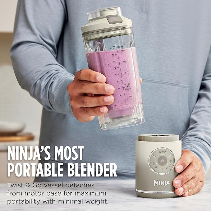 Ninja Blast Max, Portable Blender + Twist & Go, Personal Smoothie, Blend, Ice Crush, 3 Programs, Cordless, 22oz removable Vessel, Dishwasher Safe, Leakproof, Sea Glass, BC251MT
