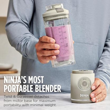 Ninja Blast Max, Portable Blender + Twist & Go, Personal Smoothie, Blend, Ice Crush, 3 Programs, Cordless, 22oz removable Vessel, Dishwasher Safe, Leakproof, Sea Glass, BC251MT