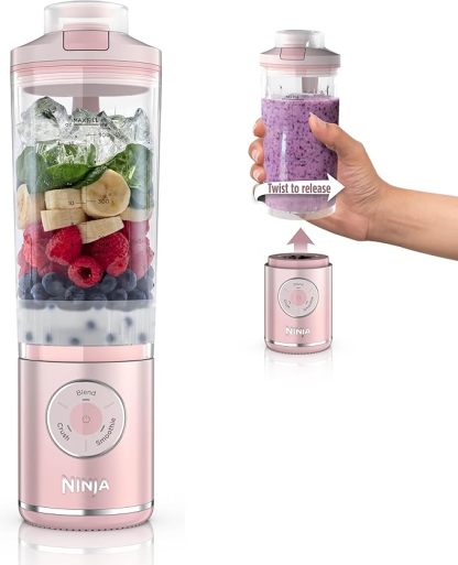 Ninja Blast Max, Portable Blender + Twist & Go, Personal Smoothie, Blend, Ice Crush, 3 Programs, Cordless, 22oz removable Vessel, Dishwasher Safe, Leakproof, Sea Glass, BC251MT