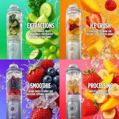 Ninja Blast Max, Portable Blender + Twist & Go, Personal Smoothie, Blend, Ice Crush, 3 Programs, Cordless, 22oz removable Vessel, Dishwasher Safe, Leakproof, Sea Glass, BC251MT