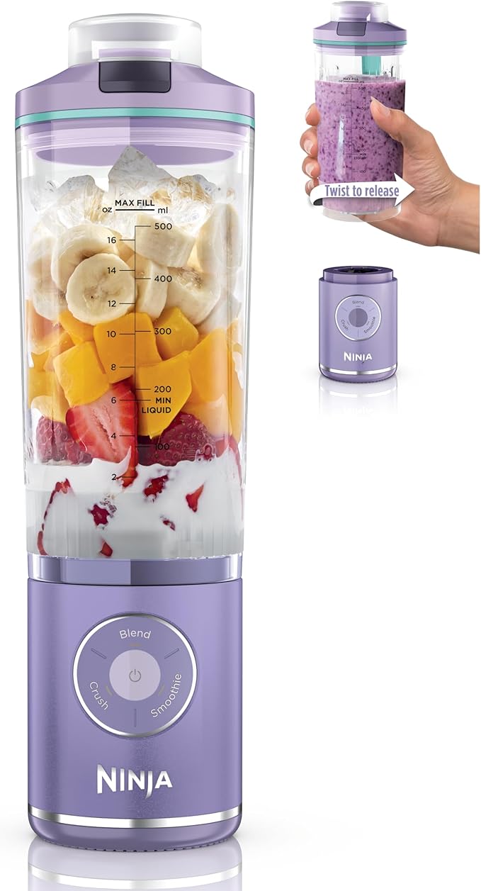 Ninja Blast Max, Portable Blender + Twist & Go, Personal Smoothie, Blend, Ice Crush, 3 Programs, Cordless, 22oz removable Vessel, Dishwasher Safe, Leakproof, Sea Glass, BC251MT