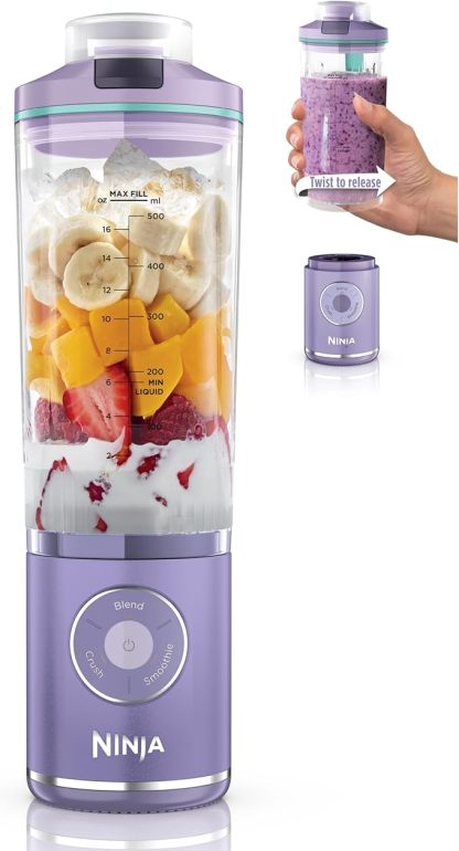 Ninja Blast Max, Portable Blender + Twist & Go, Personal Smoothie, Blend, Ice Crush, 3 Programs, Cordless, 22oz removable Vessel, Dishwasher Safe, Leakproof, Sea Glass, BC251MT