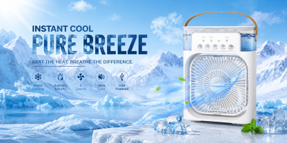 Trending Mini Air Conditioner Fan Premium 3 In 1 Desk Cooling Fan Spray Fan