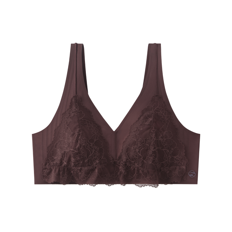 Lace Satin Wireless Plunge Bra