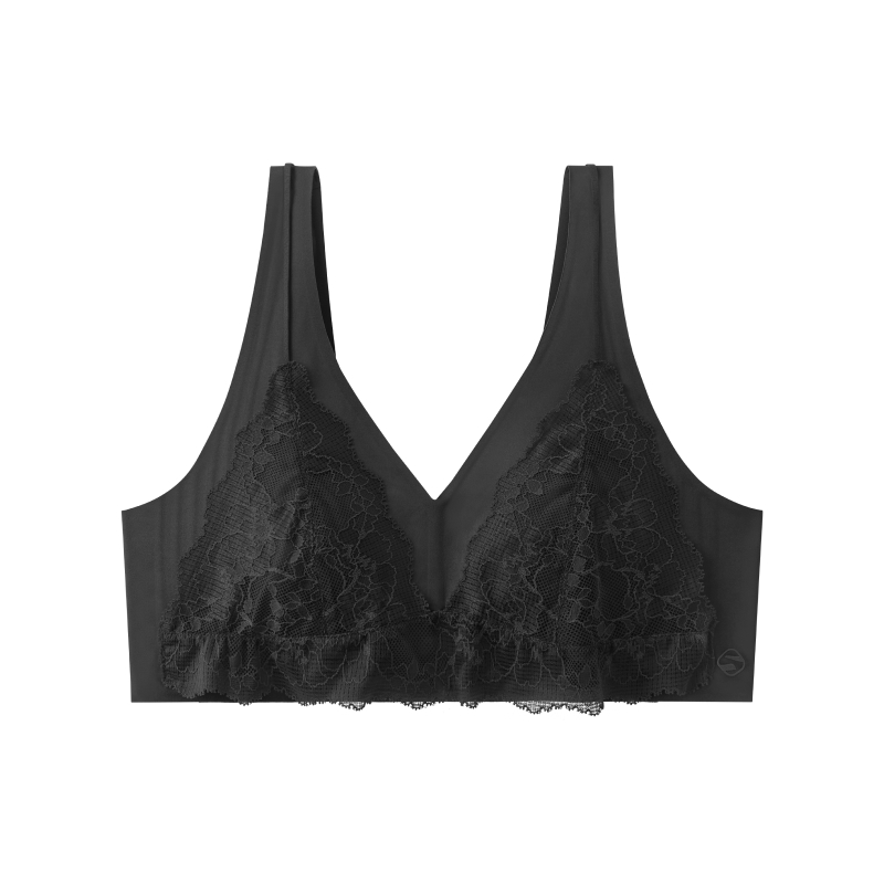 Lace Satin Wireless Plunge Bra