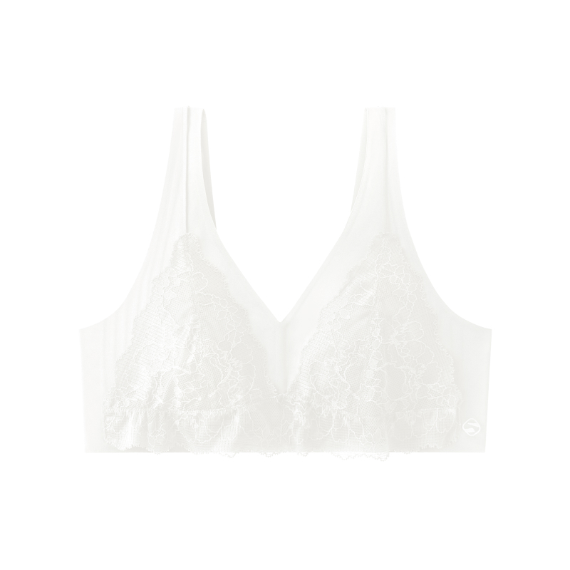 Lace Satin Wireless Plunge Bra