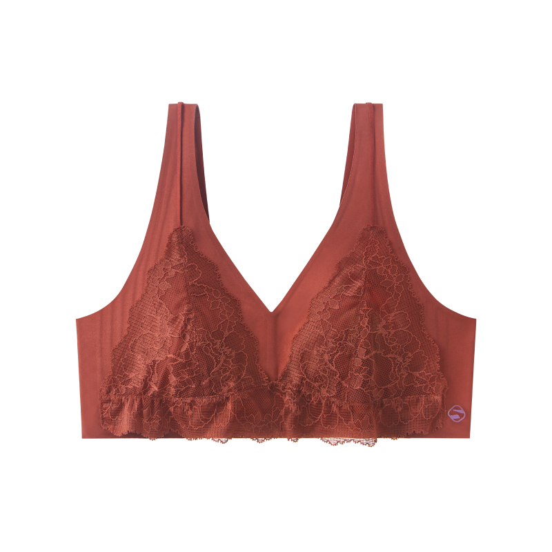 Lace Satin Wireless Plunge Bra
