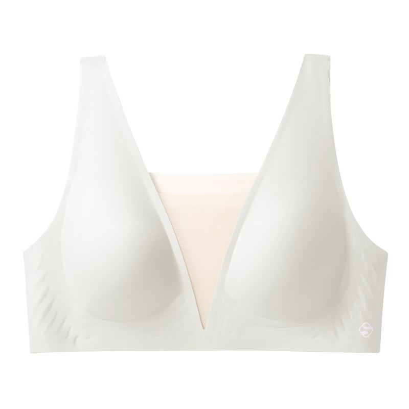 French Wireless Seamless Plung Deep V Mesh Bra
