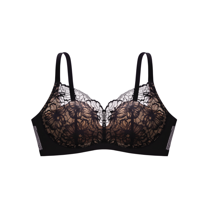 Plus Size Push Up Full Coverage Floral Lace Bra