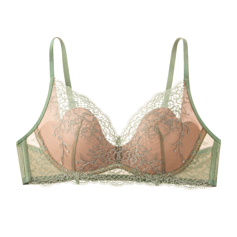 Floral Embroidery Wireless Sexy Lace Bra