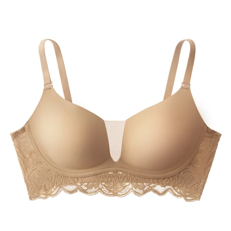 Plunge Lace Mesh Push Up Wireless Small Chest Bras