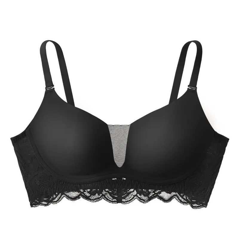 Plunge Lace Mesh Push Up Wireless Small Chest Bras
