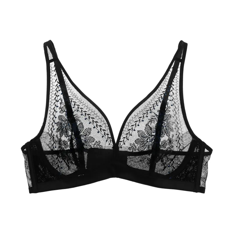 Lace Underwire French Embroidery Plunge Bra