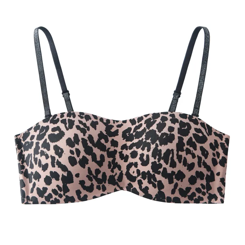 Strapless Invisible Leopard Print Backless Bras
