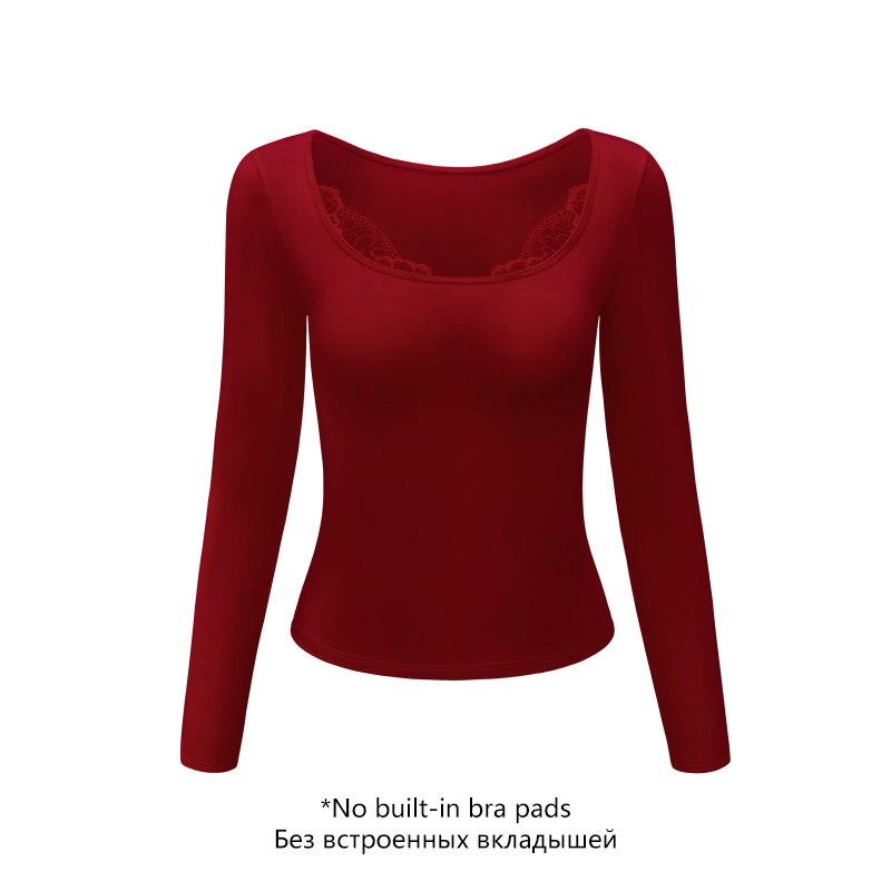 Square Neck Long Sleeve Thermal Tops