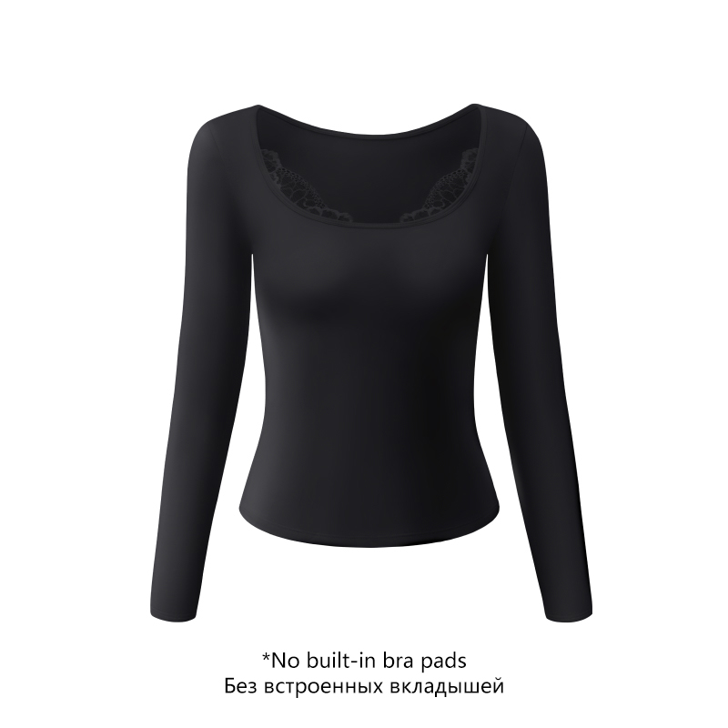 Square Neck Long Sleeve Thermal Tops