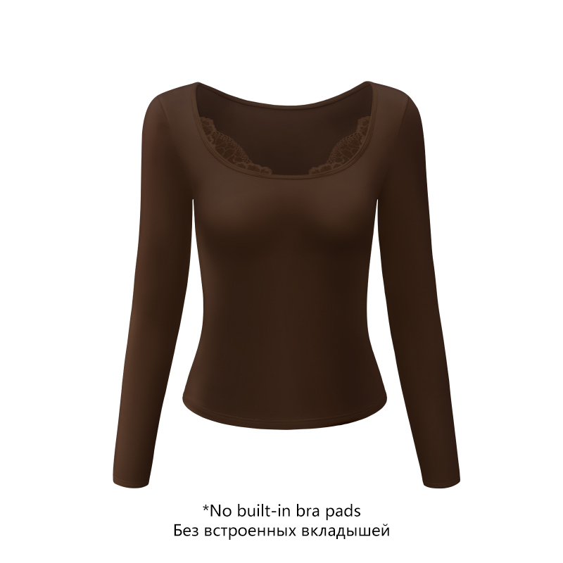 Square Neck Long Sleeve Thermal Tops