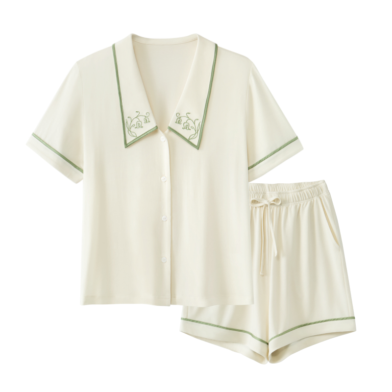 Modal Cooling Embroidery Pajamas Sets