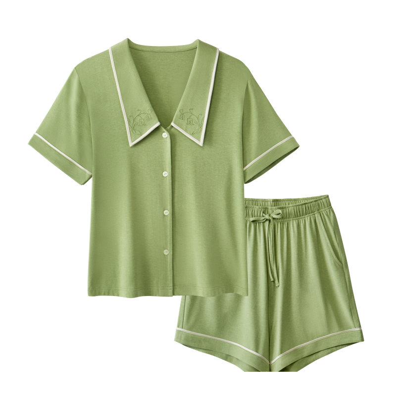 Modal Cooling Embroidery Pajamas Sets