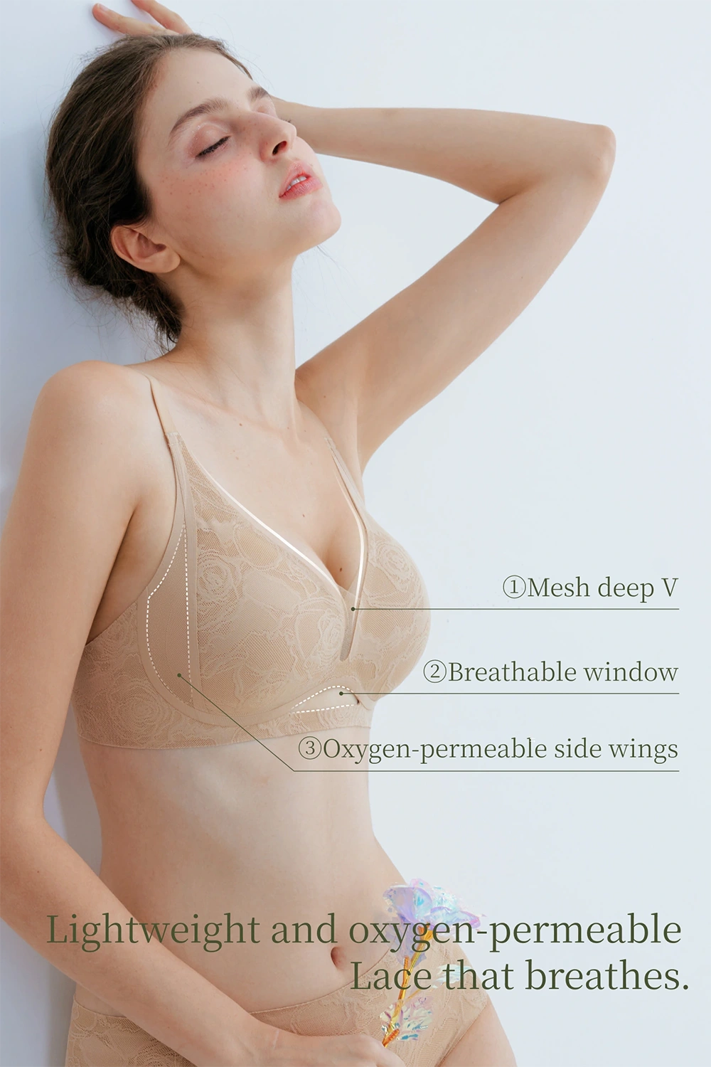 Sexy Lace Push Up Wireless Plunge Bra