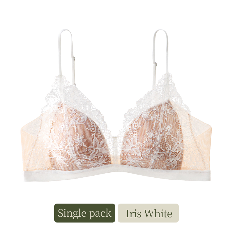 Sexy Lace Triangle Cup Backless Wireless Ultra-Thin Romantic French Bra