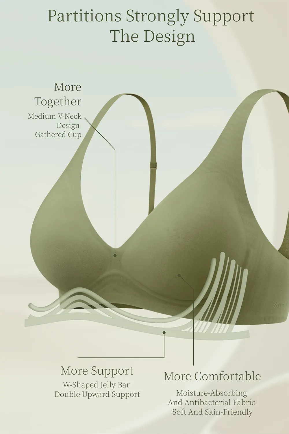 Push Up Seamless Wireless Deep V Plunge Bras