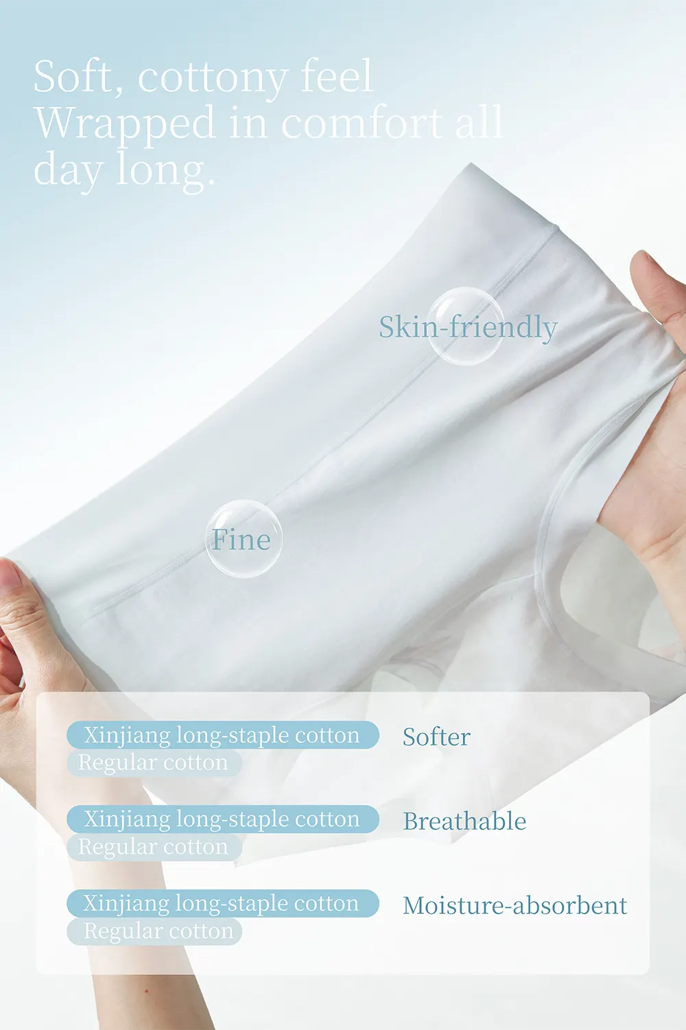 3Pcs/Lot Cotton Mid Waist No Ride Up Seamless Panties