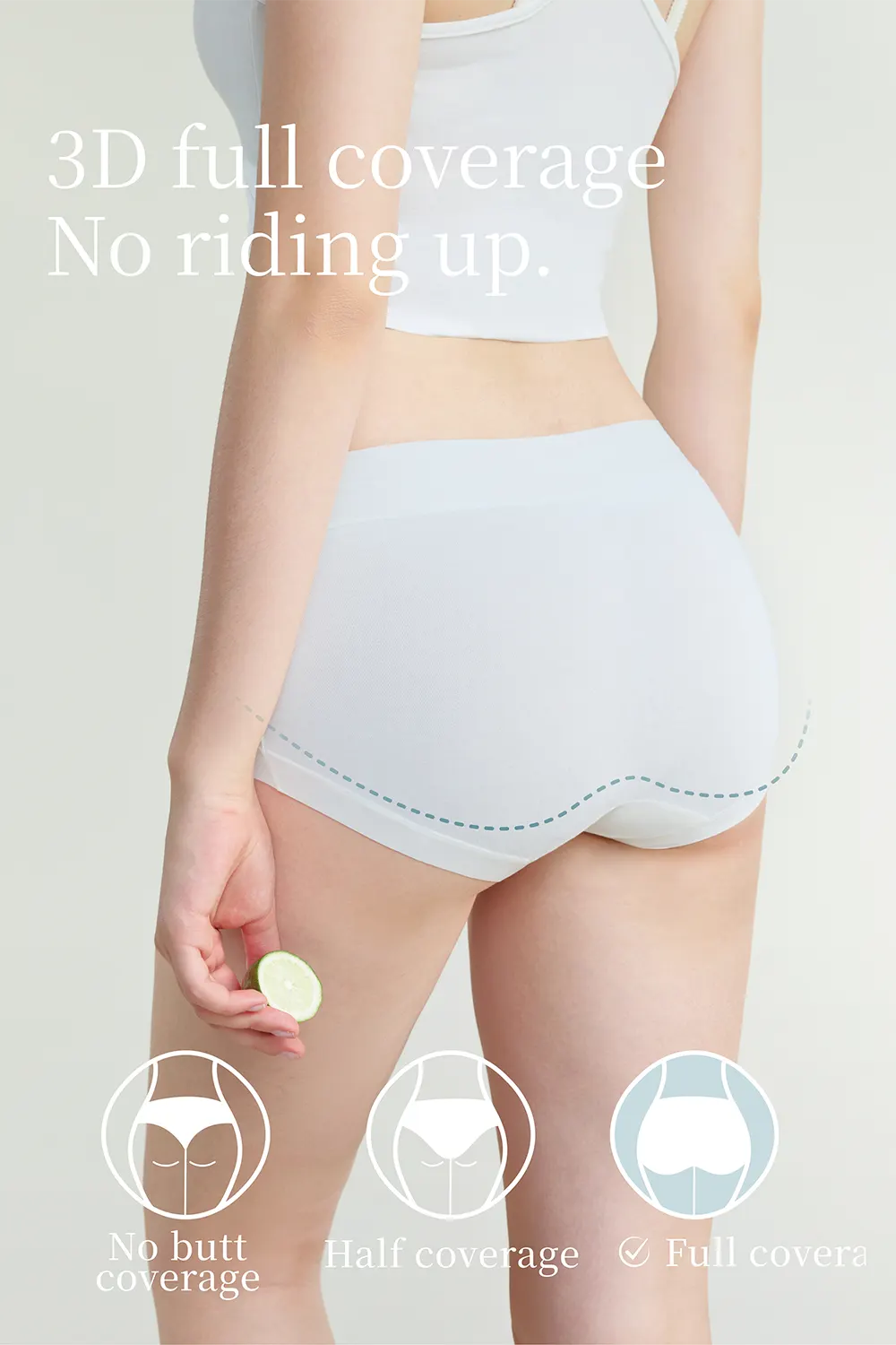 3Pcs/Lot Cotton Mid Waist No Ride Up Seamless Panties