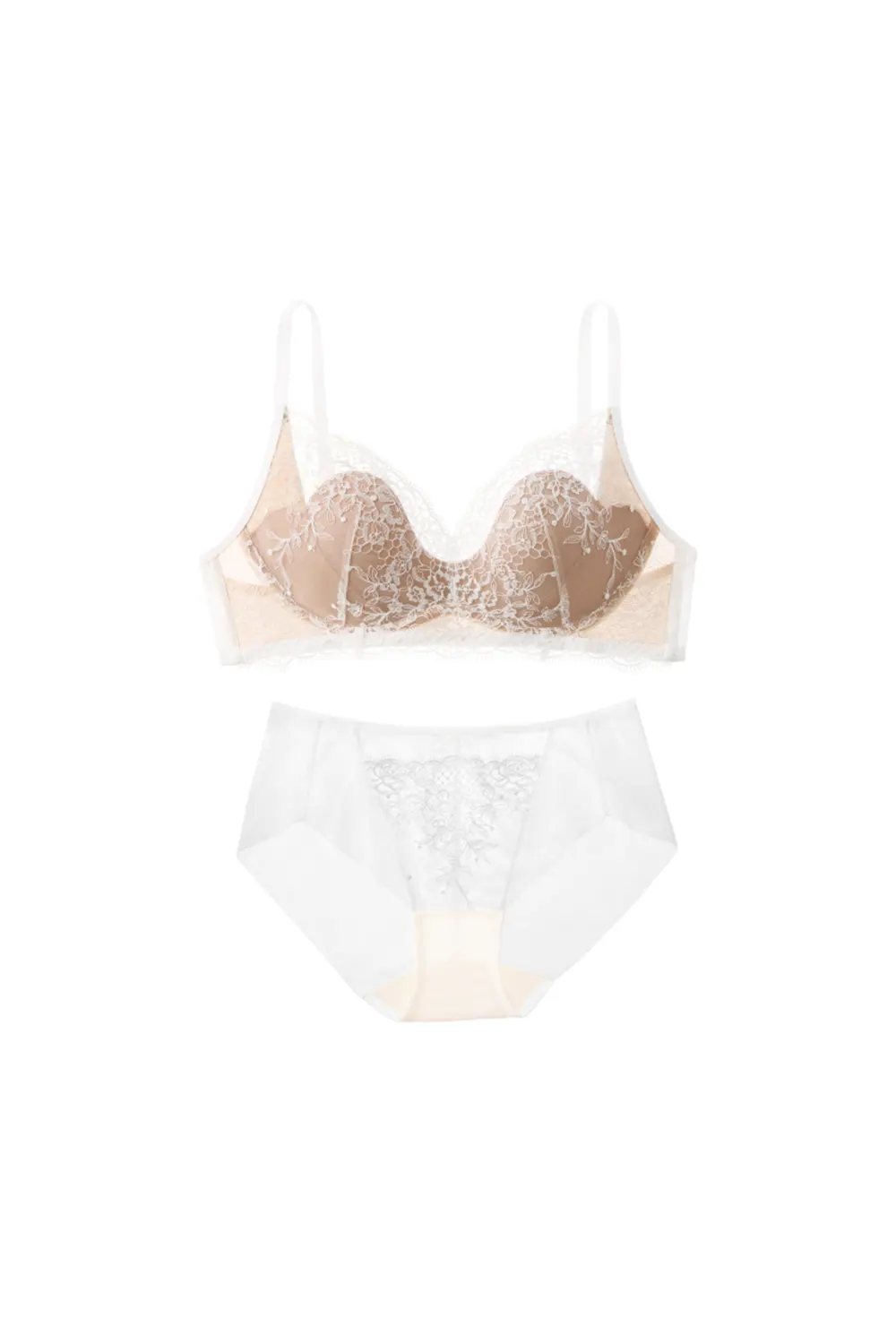 French Floral Embroidery Wireless Bra Sets