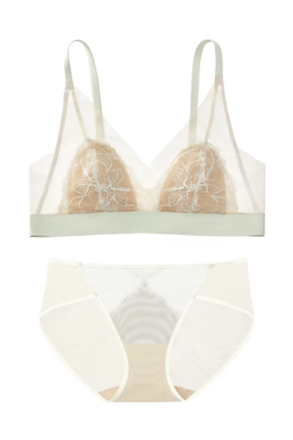 Summer Lace Thin Triangle Cup Bra and Panty Sets
