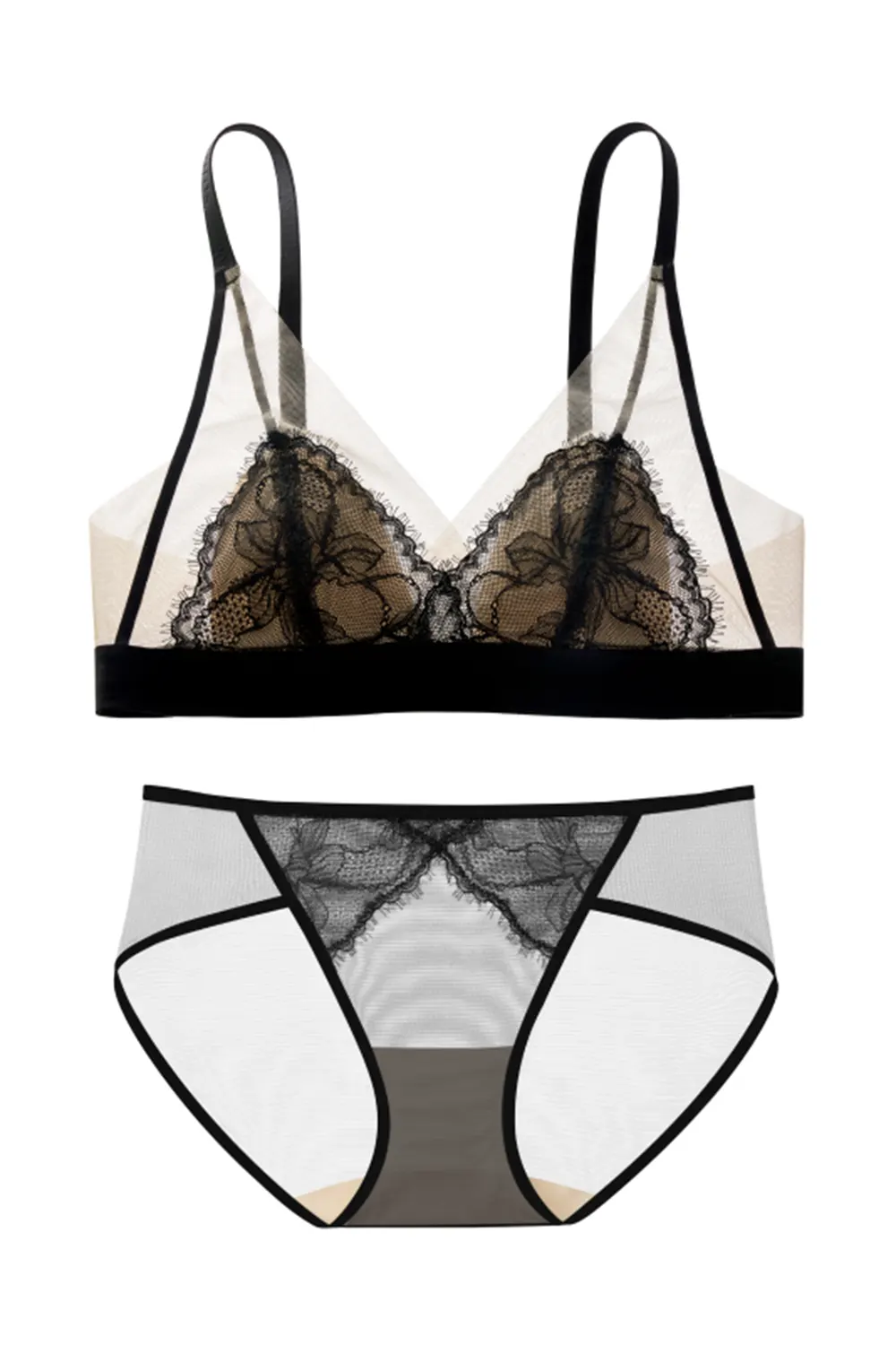 Summer Lace Thin Triangle Cup Bra and Panty Sets