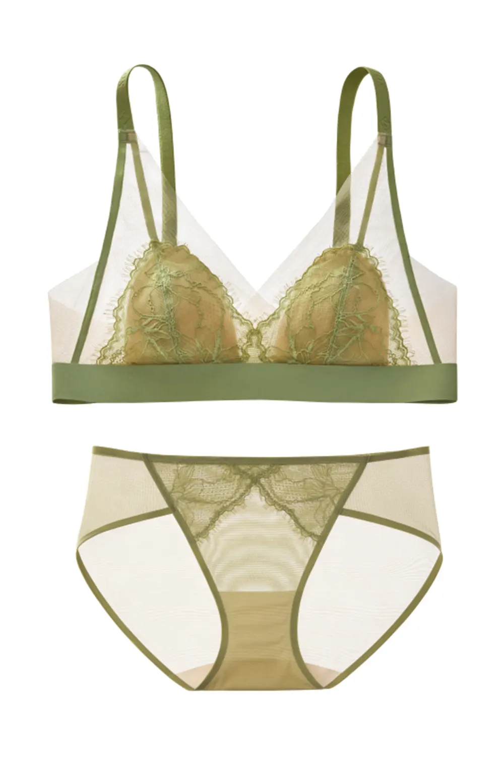 Summer Lace Thin Triangle Cup Bra and Panty Sets